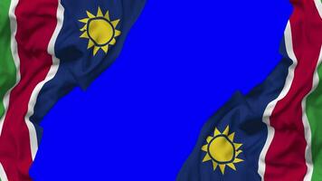 Namibia Flag Waving on Sides, Isolated with Bump Texture, 3D Rendering, Green Screen, Alpha Matte video