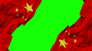 China bandeira acenando em lados, isolado com colisão textura, 3d Renderização, verde tela, alfa fosco video