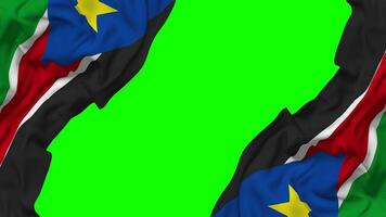 South Sudan Flag Waving on Sides, Isolated with Bump Texture, 3D Rendering, Green Screen, Alpha Matte video