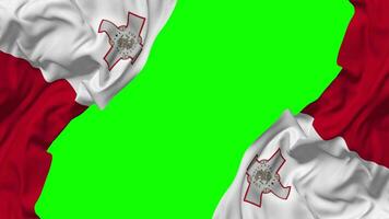 Malta Flag Waving on Sides, Isolated with Bump Texture, 3D Rendering, Green Screen, Alpha Matte video