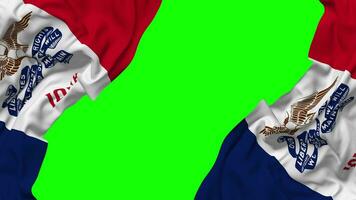 State of Iowa Flag Waving on Sides, Isolated with Bump Texture, 3D Rendering, Green Screen, Alpha Matte video