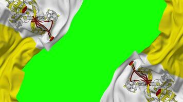 Vatican City Flag Waving on Sides, Isolated with Bump Texture, 3D Rendering, Green Screen, Alpha Matte video