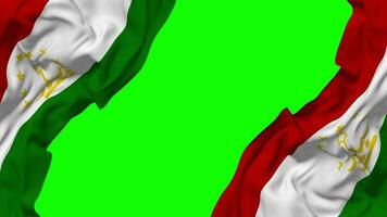 Tajikistan Flag Waving on Sides, Isolated with Bump Texture, 3D Rendering, Green Screen, Alpha Matte video