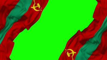 Transnistria Flag Waving on Sides, Isolated with Bump Texture, 3D Rendering, Green Screen, Alpha Matte video