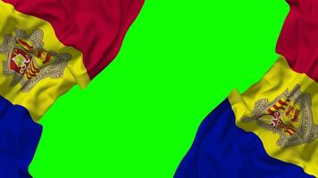 Andorra Flag Waving on Sides, Isolated with Bump Texture, 3D Rendering, Green Screen, Alpha Matte video