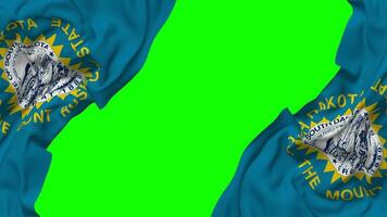State of South Dakota Flag Waving on Sides, Isolated with Bump Texture, 3D Rendering, Green Screen, Alpha Matte video