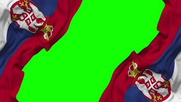 Serbia Flag Waving on Sides, Isolated with Bump Texture, 3D Rendering, Green Screen, Alpha Matte video