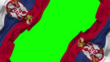 Serbia Flag Waving on Sides, Isolated with Bump Texture, 3D Rendering, Green Screen, Alpha Matte video