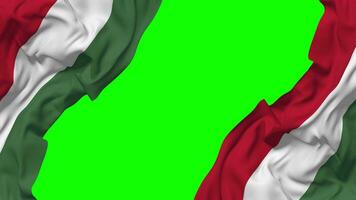 Hungary Flag Waving on Sides, Isolated with Bump Texture, 3D Rendering, Green Screen, Alpha Matte video