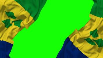 santo Vincent e a granadinas bandeira acenando em lados, isolado com colisão textura, 3d Renderização, verde tela, alfa fosco video