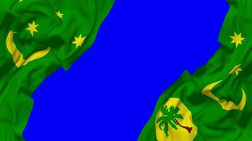 Territory of Cocos Islands, Keeling Islands Flag Waving on Sides, Isolated with Bump Texture, 3D Rendering, Green Screen, Alpha Matte video