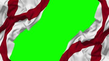 estado de Alabama bandera ondulación en lados, aislado con bache textura, 3d representación, verde pantalla, alfa mate video
