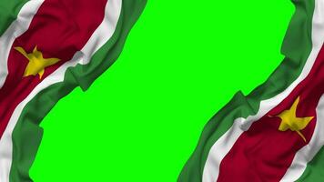 suriname drapeau agitant sur côtés, isolé avec bosse texture, 3d le rendu, vert filtrer, alpha mat video