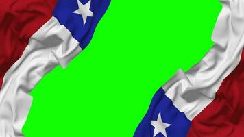 Chile Flag Waving on Sides, Isolated with Bump Texture, 3D Rendering, Green Screen, Alpha Matte video