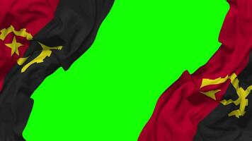 angola flagga vinka på sidor, isolerat med stöta textur, 3d tolkning, grön skärm, alfa matt video