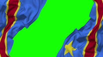 DR Congo Flag Waving on Sides, Isolated with Bump Texture, 3D Rendering, Green Screen, Alpha Matte video