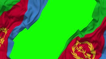eritrea flagga vinka på sidor, isolerat med stöta textur, 3d tolkning, grön skärm, alfa matt video