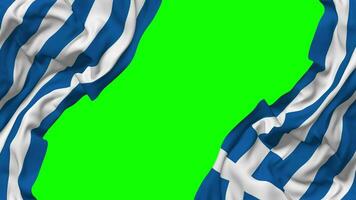 Grèce drapeau agitant sur côtés, isolé avec bosse texture, 3d le rendu, vert filtrer, alpha mat video