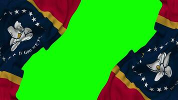 State of Mississippi Flag Waving on Sides, Isolated with Bump Texture, 3D Rendering, Green Screen, Alpha Matte video