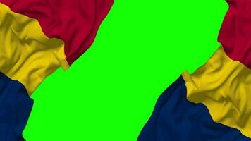 Chad Flag Waving on Sides, Isolated with Bump Texture, 3D Rendering, Green Screen, Alpha Matte video