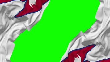 Népal drapeau agitant sur côtés, isolé avec bosse texture, 3d le rendu, vert filtrer, alpha mat video