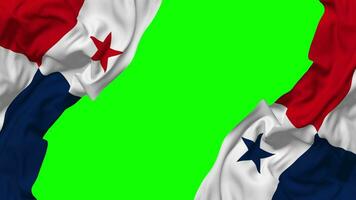 Panama drapeau agitant sur côtés, isolé avec bosse texture, 3d le rendu, vert filtrer, alpha mat video