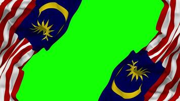 Malaysia Flag Waving on Sides, Isolated with Bump Texture, 3D Rendering, Green Screen, Alpha Matte video