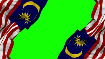 Malaysia Flag Waving on Sides, Isolated with Bump Texture, 3D Rendering, Green Screen, Alpha Matte video