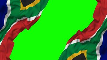 South Africa Flag Waving on Sides, Isolated with Bump Texture, 3D Rendering, Green Screen, Alpha Matte video