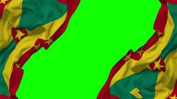 Grenada Flag Waving on Sides, Isolated with Bump Texture, 3D Rendering, Green Screen, Alpha Matte video