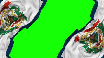 State of West Virginia Flag Waving on Sides, Isolated with Bump Texture, 3D Rendering, Green Screen, Alpha Matte video