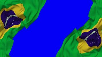 Brazil Flag Waving on Sides, Isolated with Bump Texture, 3D Rendering, Green Screen, Alpha Matte video