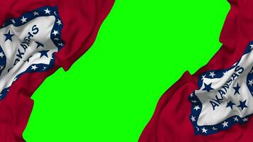 State of Arkansas Flag Waving on Sides, Isolated with Bump Texture, 3D Rendering, Green Screen, Alpha Matte video