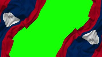 Laos Flag Waving on Sides, Isolated with Bump Texture, 3D Rendering, Green Screen, Alpha Matte video