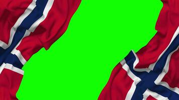 Norge flagga vinka på sidor, isolerat med stöta textur, 3d tolkning, grön skärm, alfa matt video