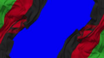 Malawi Flag Waving on Sides, Isolated with Bump Texture, 3D Rendering, Green Screen, Alpha Matte video