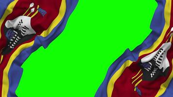 Eswatini Flag Waving on Sides, Isolated with Bump Texture, 3D Rendering, Green Screen, Alpha Matte video