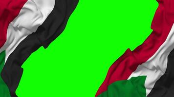 Sudan Flag Waving on Sides, Isolated with Bump Texture, 3D Rendering, Green Screen, Alpha Matte video