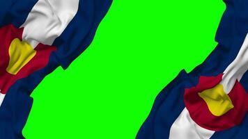 Etat de Colorado drapeau agitant sur côtés, isolé avec bosse texture, 3d le rendu, vert filtrer, alpha mat video