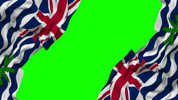 British Indian Ocean Territory, BIOT Flag Waving on Sides, Isolated with Bump Texture, 3D Rendering, Green Screen, Alpha Matte video