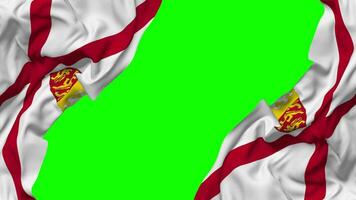 Bailiwick of Jersey Flag Waving on Sides, Isolated with Bump Texture, 3D Rendering, Green Screen, Alpha Matte video