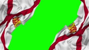 Bailiwick of Jersey Flag Waving on Sides, Isolated with Bump Texture, 3D Rendering, Green Screen, Alpha Matte video