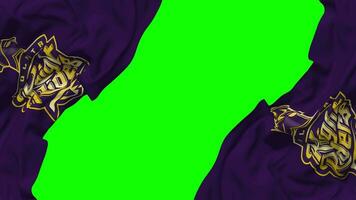 Kolkata Knight Riders, KKR Flag Waving on Sides, Isolated with Bump Texture, 3D Rendering, Green Screen, Alpha Matte video