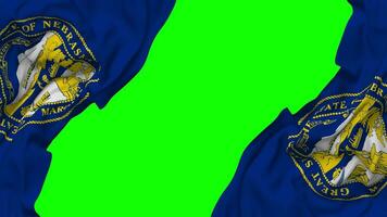 State of Nebraska Flag Waving on Sides, Isolated with Bump Texture, 3D Rendering, Green Screen, Alpha Matte video