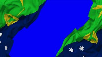 Territory of Christmas Island Flag Waving on Sides, Isolated with Bump Texture, 3D Rendering, Green Screen, Alpha Matte video