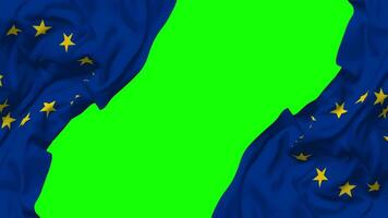 European Union, EU Flag Waving on Sides, Isolated with Bump Texture, 3D Rendering, Green Screen, Alpha Matte video