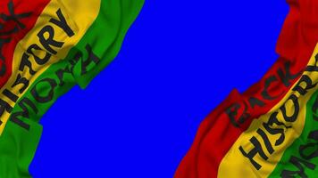 Black History Month Flag Waving on Sides, Isolated with Bump Texture, 3D Rendering, Green Screen, Alpha Matte video