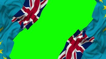tuvalu flagga vinka på sidor, isolerat med stöta textur, 3d tolkning, grön skärm, alfa matt video
