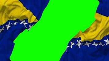 Bósnia e herzegovina bandeira acenando em lados, isolado com colisão textura, 3d Renderização, verde tela, alfa fosco video