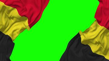 Belgium Flag Waving on Sides, Isolated with Bump Texture, 3D Rendering, Green Screen, Alpha Matte video